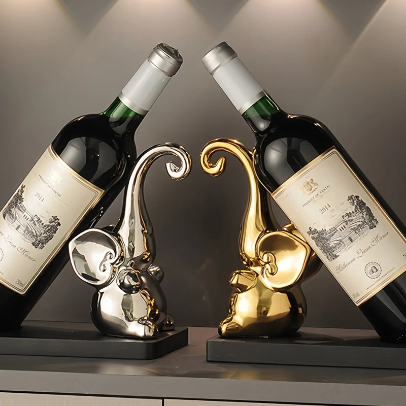 Escultura de Animal em Cerâmica e Suporte para Garrafa de Vinho Personalizado