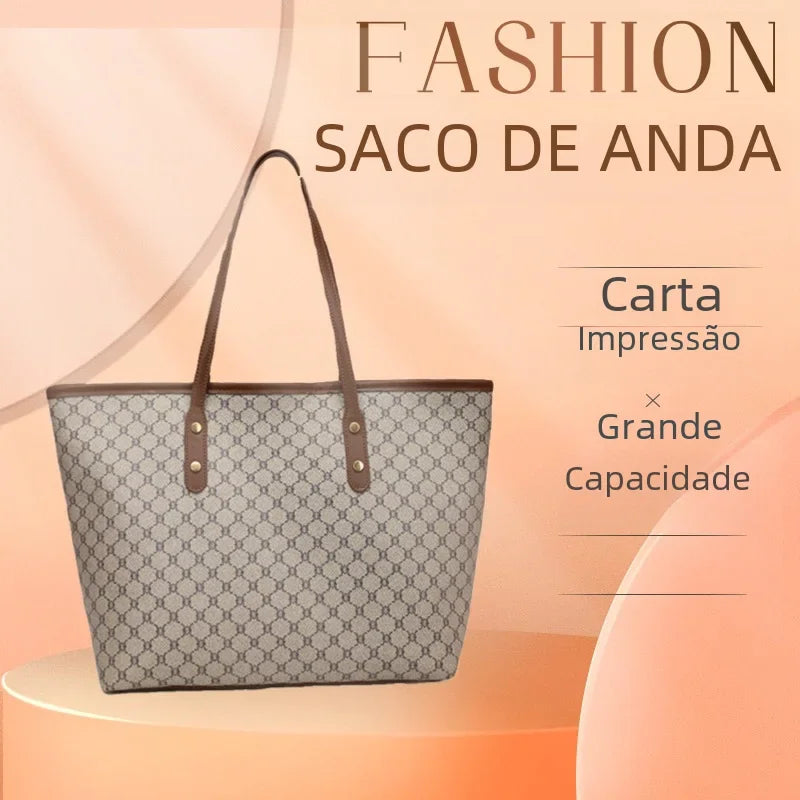 Bolsa tote clássica com estampa de letras vintage