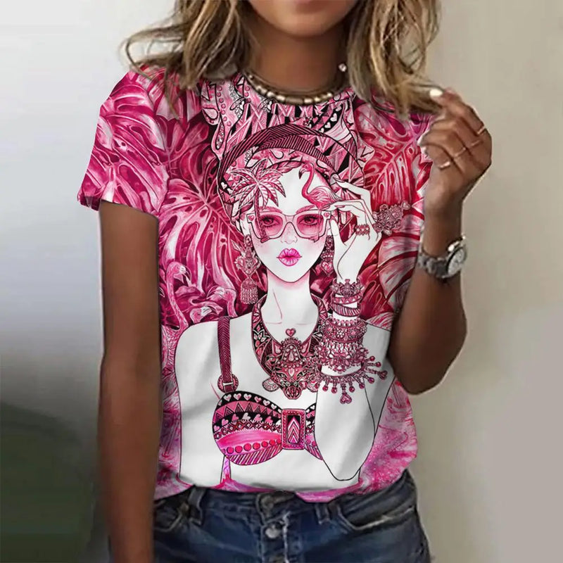 Camisa com Estampa de Personagens de Desenhos Animados.