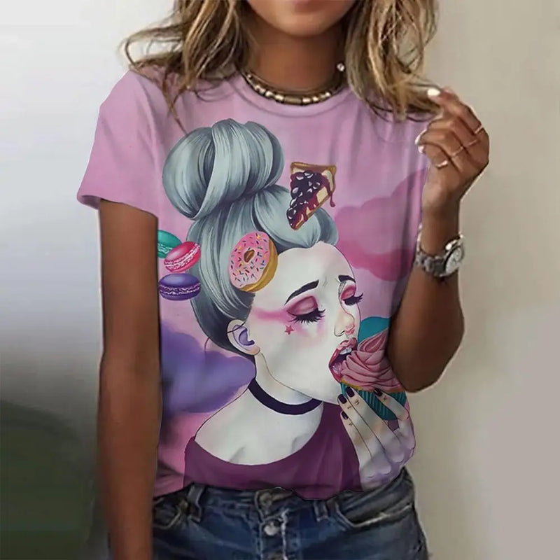 Camisa com Estampa de Personagens de Desenhos Animados.