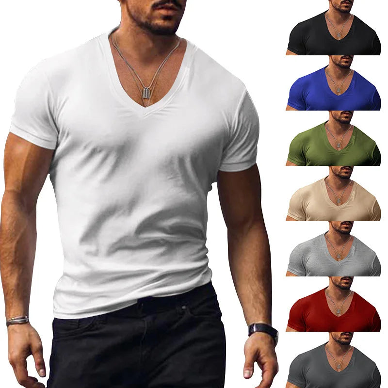 Manga Curta Slim Fit Camiseta Masculina